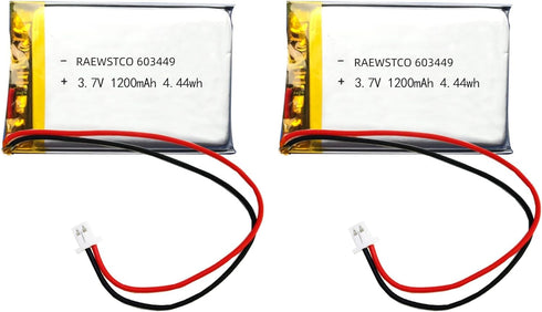 Octelect 2PCS 3.7V 1200mAh 603449 Lipo Battery Pack with JST Connector, Rechargeable Lithium Polymer Ion