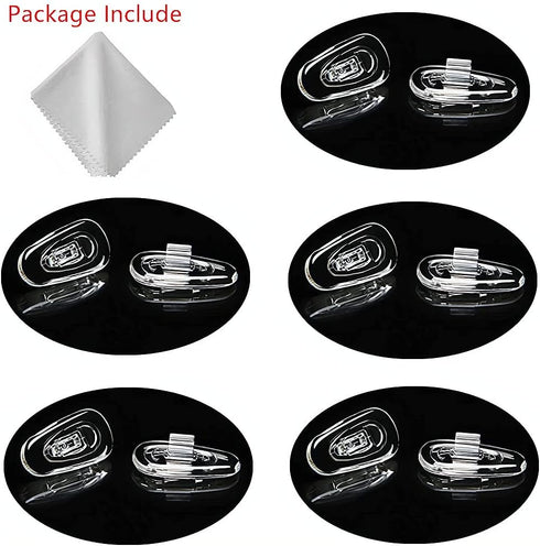 Push-in Glasses Nose Pads, 5 Pairs BEHLINE Soft Silicone Replacement Nose Piece, Clear Slide on Nose Guards (15mm,