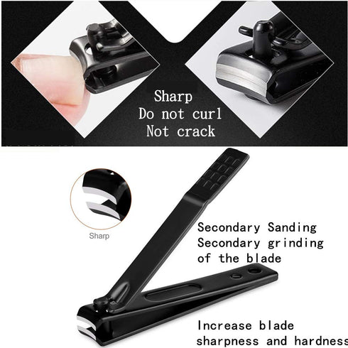 Professional Manicure Pedicure Kit for Men, Nail Grooming Tools with Travel Case, Finger and Toe Nail Clippers