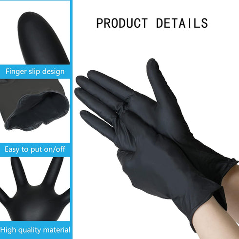 akgk 100 Pcs Disposable Black Nitrile Gloves, 4 Mil X-Large, Powder-Free Cleaning Gloves