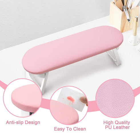 Subay Nail Arm Rest - Foldable PU Leather Manicure Hand Rest for Acrylic Nails, Nail Art Tool for Salon Use