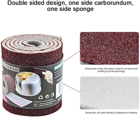 Double Sided Carborundum Sponge,Emery Sponges Dishwashing Sponge Emery Cleaning Sponge Rust Sponge Kitchen Removal Sponge for Home Bathtub Kitchen Sinks,4 Rolls