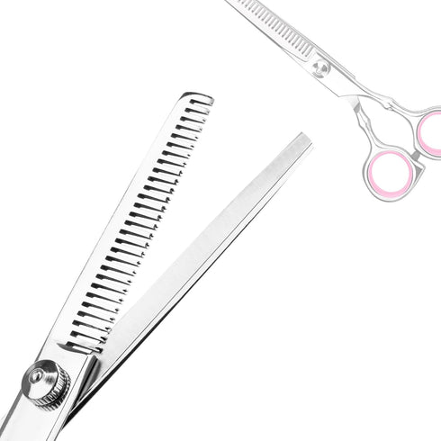 Professional Home Hair Cutting Kit, Quality Home Haircutting Scissors with Comb and Case (Pink)