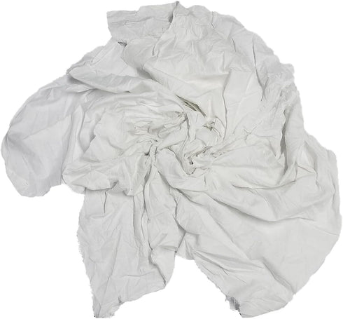 Recycled White Sheeting Rags - Bulk Woven Cotton Cleaning Rag in a Box, Lint Free All Purpose Wiping Cloth (5 lbs. Box)