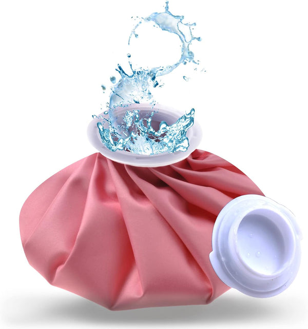 Ice Bag, Reusable 9" Ice Packs for Injuries, Hot Water Bag for Pain Relief, Cold Pack in Pink