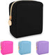Nylon Mini Makeup Bag for Purse, Preppy Small Black Zipper Pouch, Waterproof Travel Coin Pouch for Women (Black)