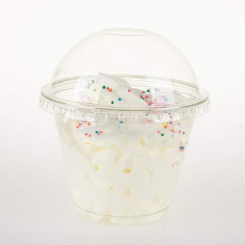 Golden Apple, 9oz-50 Sets Clear Plastic Cups with Clear Dome Lids, No Hole