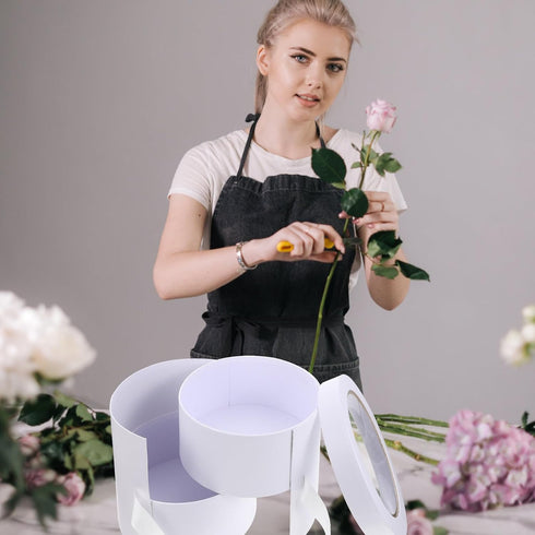 Packaging NIYANGLE Double-layer Flower Box for Fresh Flower Arrangement, White Single Piece Bouquet Display and Case