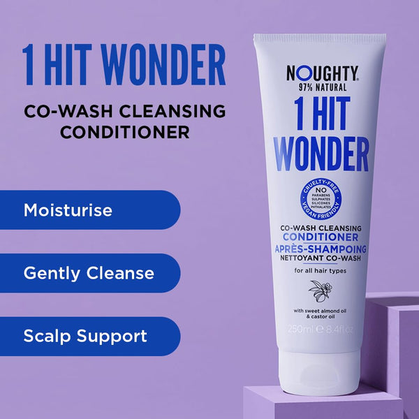 Noughty 97% Natural 1 Hit Wonder Co-Wash, Non Foaming 2 in 1 Shampoo and Conditioner, Sweet Almond Oil, 250ml