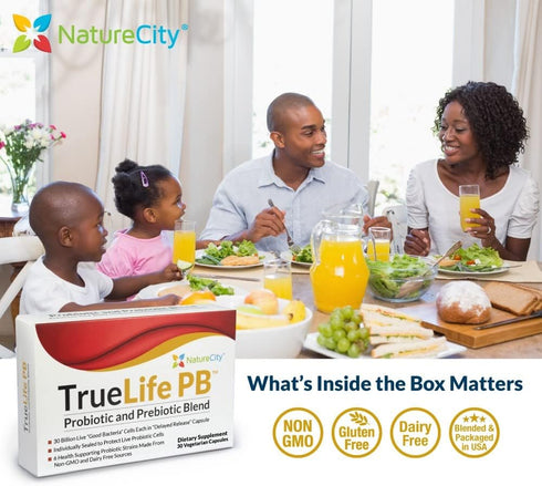 True-Life-PB Shelf Stable Blend Prebiotics and Probiotics for Women and Men, 30 Veggie Capsules
