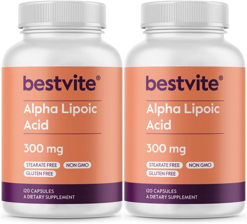 BESTVITE Alpha Lipoic Acid 300mg per Capsule (240 Capsules) No Stearate - Non GMO - Gluten Free
