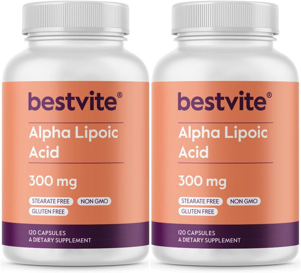 BESTVITE Alpha Lipoic Acid 300mg per Capsule (240 Capsules) No Stearate - Non GMO - Gluten Free