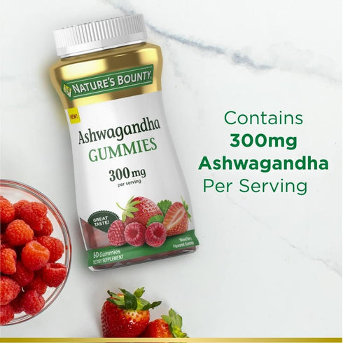 Nature's Bounty Ashwagandha Gummies, 300mg KSM-66 Ashwagandha Extract, 60 Gummies, Mixed Berry