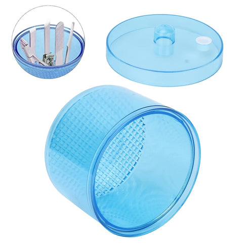 Portable Nail Art Cleaning Box, Nail Sterilizer Box for Manicure Tools, Cleaning Container for Accessories (Blue)