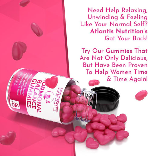 Gummies Atlantis Nutrition Hormonal Balance for Women & PMS Relief - Alleviates Cramps, Bloating, Mood Swings, Hot
