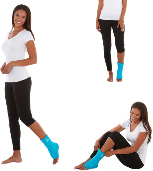 Pack 360 FOMI Hot Cold Ankle Foot Gel Ice Wrap | Premium Comfort Degree Solid Gel Cooling Compression for Plantar