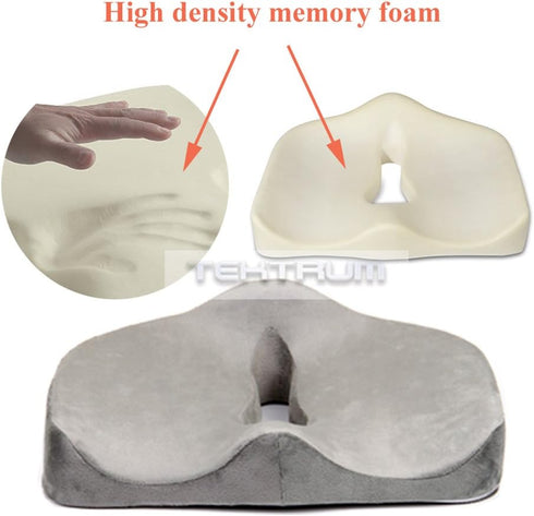 Tailbone, (TD-C-16-GREY) Tektrum Orthopedic Memory Foam Seat Cushion for Back Pain, Sciatica, Coccyx, Spinal Alignment