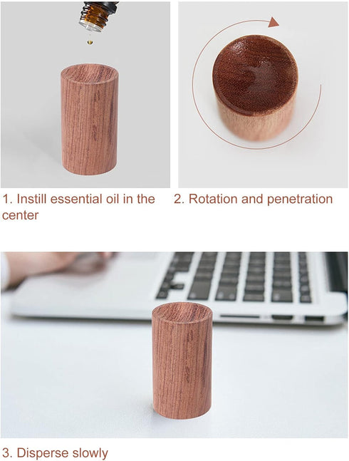 WIHFHGZ 15Pcs Set Wood Diffuser for Essential Oils, Rosewood Portable Mini Round, Aromatherapy - Passive Oil Release