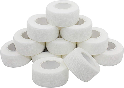 Vet Wrap Medical Tape, 1 inch x 12 Pack, White Self-Adhering Bandage Fabric, Waterproof Wrap