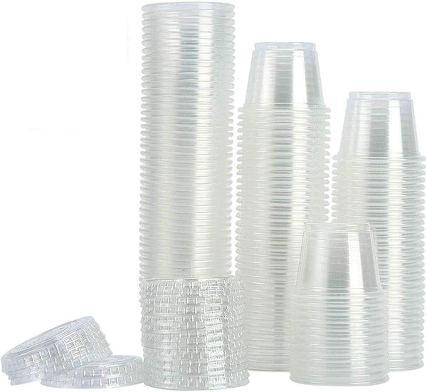 200-1oz Clear Polypropylene Small Plastic Containers with Lids