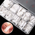 krofaue 500PCS French Style False Nails Tips, Acrylic Artificial Half Cover Manicure with Box of 10 Sizes (White)
