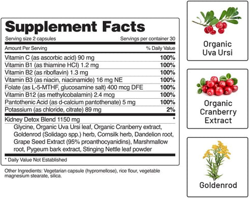 Snap Supplements Kidney Health Support, Natural Kidney Cleanse Detox & Repair Formula (60 Capsules)