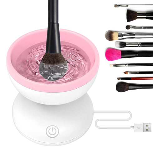 Pink Electric Makeup Brush Cleaner Machine, Silicone Beauty Blender Cleanser for Makeup Brushes, Gift