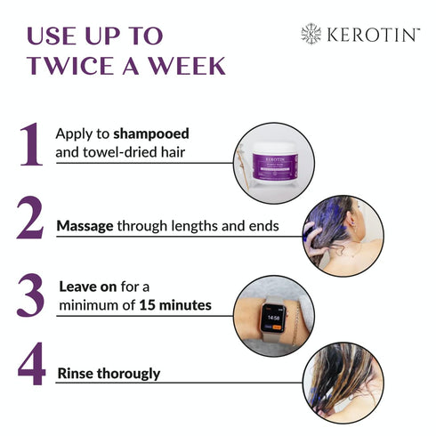 Kerotin Purple Hair Mask - Ultra Nourishing Moisturizing Mask for Blondes and Silver Hair; Removes Brassy Tones