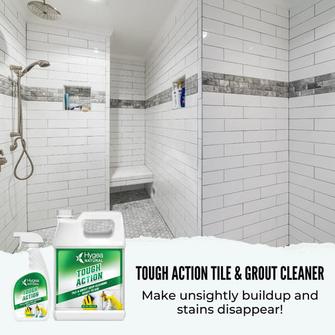 Tough Action Tile & Grout Deep Cleaning Spray and Refill - Biodegradable, Cleans & Enhances Color of Stone Without