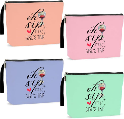 4Pcs Girls Trip Gifts Favors - Funny Makeup Bag for Weekend Gifts, Friendship Gifts for Women Girls