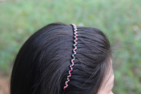 Yeshan Rhinestone and Crystal Headbands for Women with Teeth Comb, Non-slip Hard Plastic Wave Shape, Pack of 4