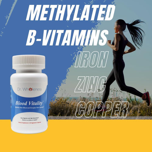 Dr. Wholeness Blood Vitality - Daily Iron Supplement & Multivitamin, Boost Ferritin & Energy, 30 Caps