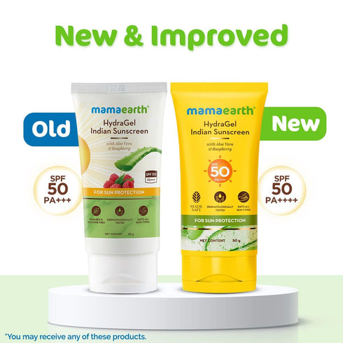 Mamaearth HydraGel Sunscreen - SPF 50 & PA++++ Sun Protection with Aloe Vera & Raspberry, Hydrating Gel Lotion, 1.69 Fl