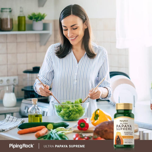 Piping Rock Papaya Enzymes Chewable | 180 Tablets | Non-GMO, Gluten Free Vegetarian Digestion Formula | Tropical