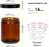 Keketin 8 oz Amber Glass Jars,16 Pack Empty Cosmetic Containers with Inner Liners and Black Lids,Refillable Round Cream Jars for Lotion,Ointments,Bath Salts,Makeup,Slime and Travel by Keketin