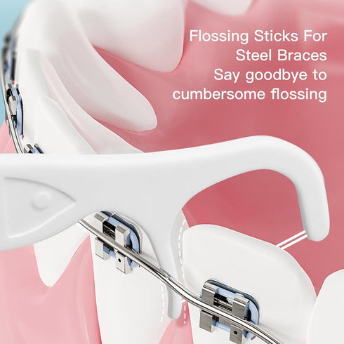 Orthodontic Flossers, Ortho Double Line Dental Picks, 100 Count Toothpicks for Clean Oral Care, Best Tools for Braces