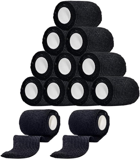 Nirvikalpa 12 Pack Self Adhesive Bandage Wrap 2 Inches X 5 Yards Black