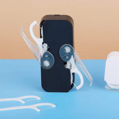 Automatic Dental Floss Case, Portable Flosser Dispenser, Travel Organizer with 10 Floss Picks for Teeth Cleaning