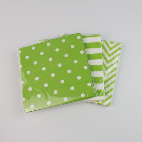 Disposable Striped Chevron Polka Dot Green Paper Party Napkins - 60 Count
