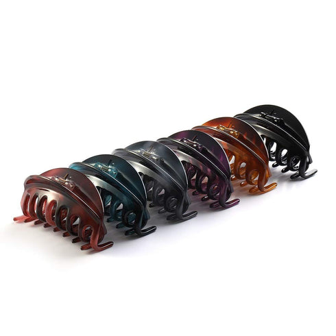 Premium Chic Styling Hair Claw Clip, Strong Holding Power Hair Grip for Thick Hair - Black & Gray