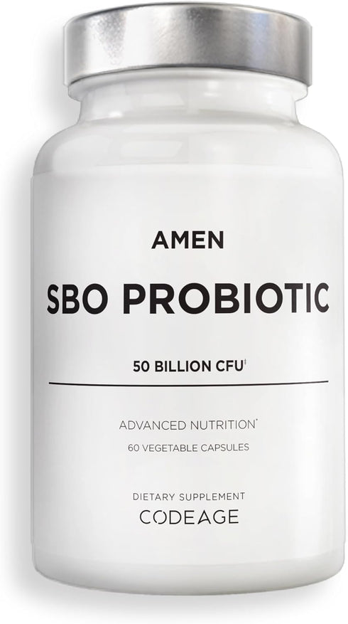 Amen Probiotics Supplement, SBO Probiotic and Organic Prebiotics, 50 Billion CFUs, 60 Capsules, Vegan & Non-GMO