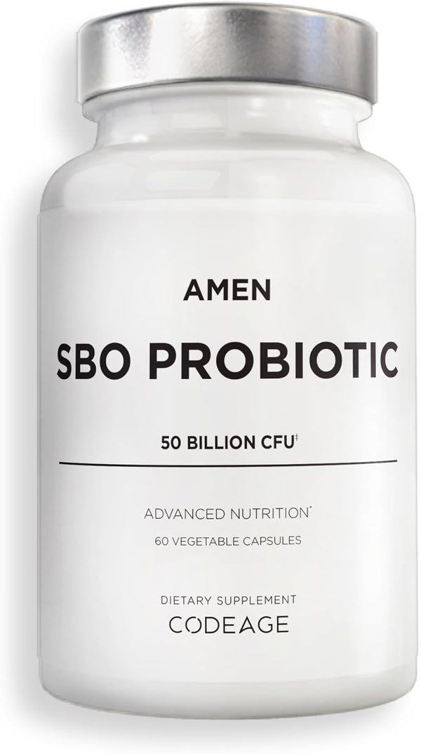 Amen Probiotics Supplement, SBO Probiotic and Organic Prebiotics, 50 Billion CFUs, 60 Capsules, Vegan & Non-GMO