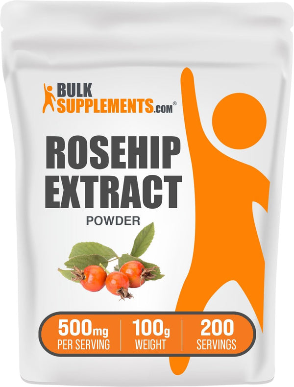 BulkSupplements.com Rosehip Extract Powder - Herbal Supplement, Antioxidants Source, Gluten Free, 500mg per Serving,
