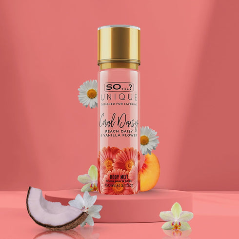 So…?...? Unique Coral Daisy Body Mist for Women, Gourmand Fruity Vanilla Perfume, 5.1 oz