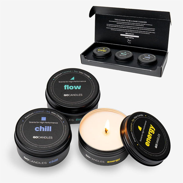 Go Candles Luxury Scented Candle Set for Men | Energy Flow Chill