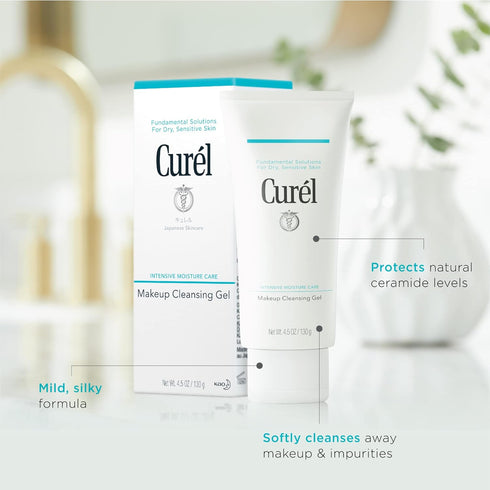 Curel Japanese Makeup Cleansing Gel - Gentle Facial Cleanser for Dry, Sensitive Skin, 4.5 oz pH-Balanced