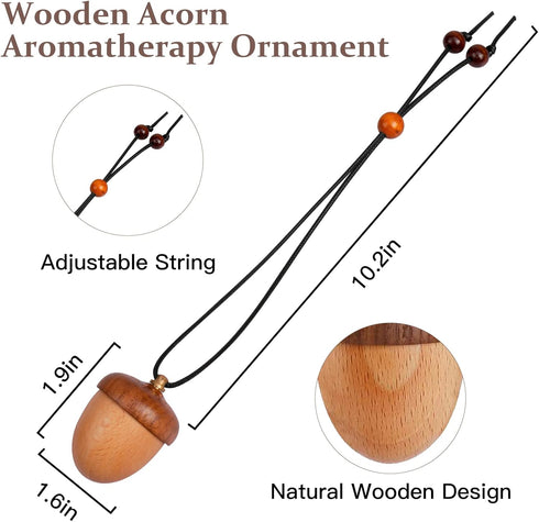 Maromalife Essential Oil Car Diffuser, Wooden Acorn Decor Cute Car Diffuser Air Freshener, Hanging Aromatherapy