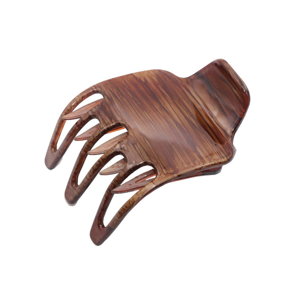 Parcelona French Paw Wide Side Slide Yoga Jaw Hair Clips, Strong Hold No Slip Grip, Brown Streaks