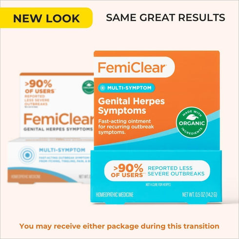 FemiClear for Genital Herpes Symptoms, Multi-Symptom Relief with All-Natural Ingredients, 0.5 Ounce Tube