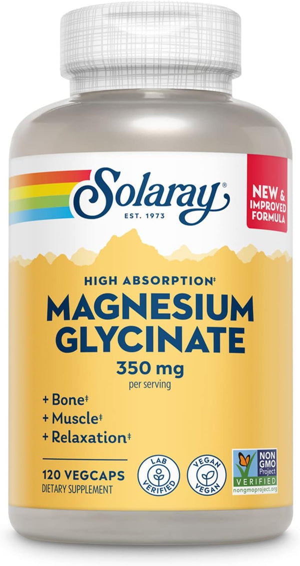 Solaray Magnesium Glycinate 575mg, High Absorption Formula with BioPerine, 60 Day Guarantee (30 Servings, 120 VegCaps)